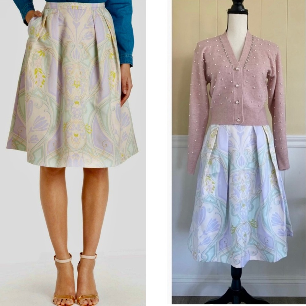 Ted Baker Metallic Nouveau Pastel Linear Midi Skirt